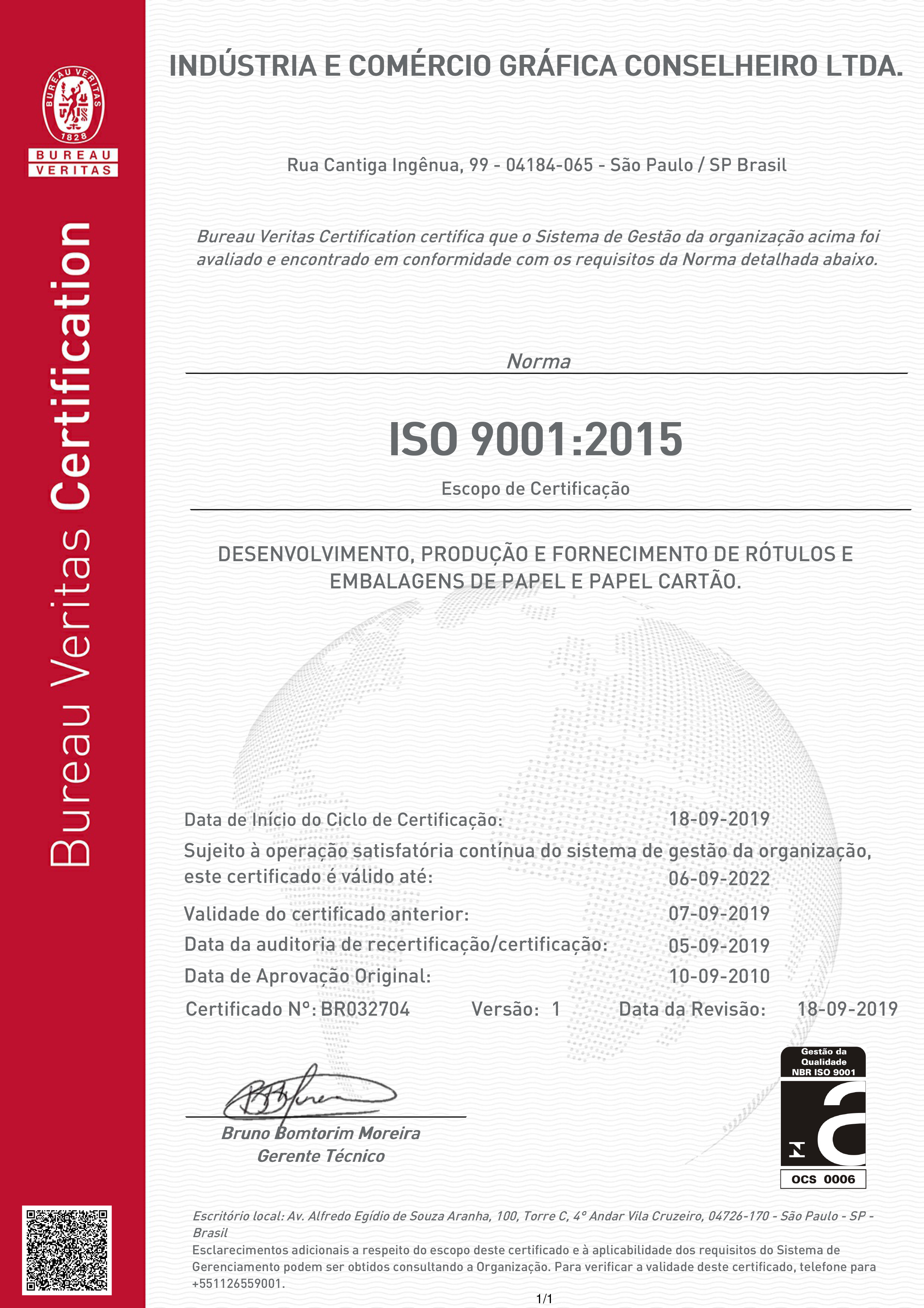 Certificado Iso9001 Congraf
